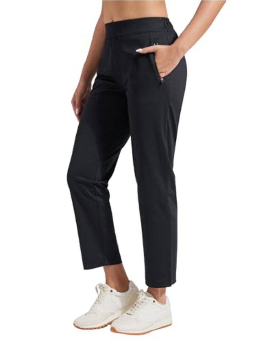 High Waisted 7/8 Ankle Golf Dress Pants with Zip Pockets Stretch Slacks